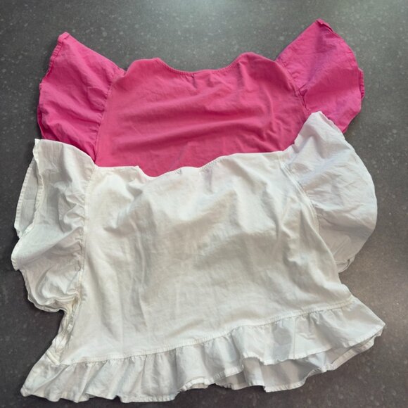 Zara Girls White & Pink Ruffle Sleeve Tops - Size 13-14 (164 cm) - Picture 3 of 8